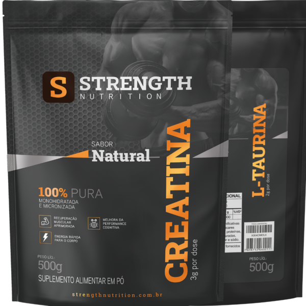 Kit Creatina 100% Pura 500g + L-Taurina 100% Pura 500g - Matéria Prima Importada