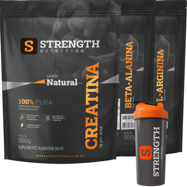 Kit Maromba Creatina 100% Pura 500g + Beta Alanina 500g + L-Arginina 500g + Coqueteleira 600ml Grátis + Frete Grátis - D