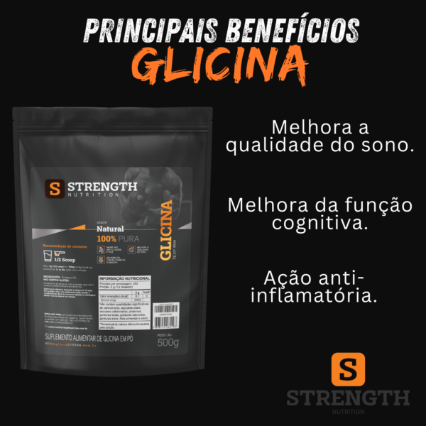 Kit Glicina em Pó 1Kg 100% Pura e Natural Importada - Kit 2 Pacotes 500g - Strength Nutrition - Image 4